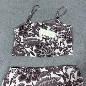 Women's 2 Piece set Rachel Zoe Linen Blend Floral Halter top and Skirt Set M NWT